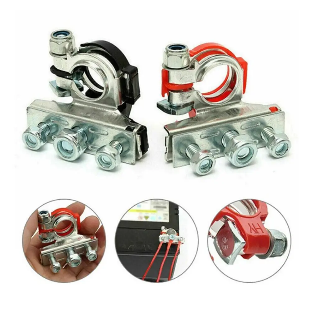 

3 Way Car Top Post Battery Terminal Quick Release Safe Cable Clamp Terminal Connectors Disconnect Iron Galvanizing