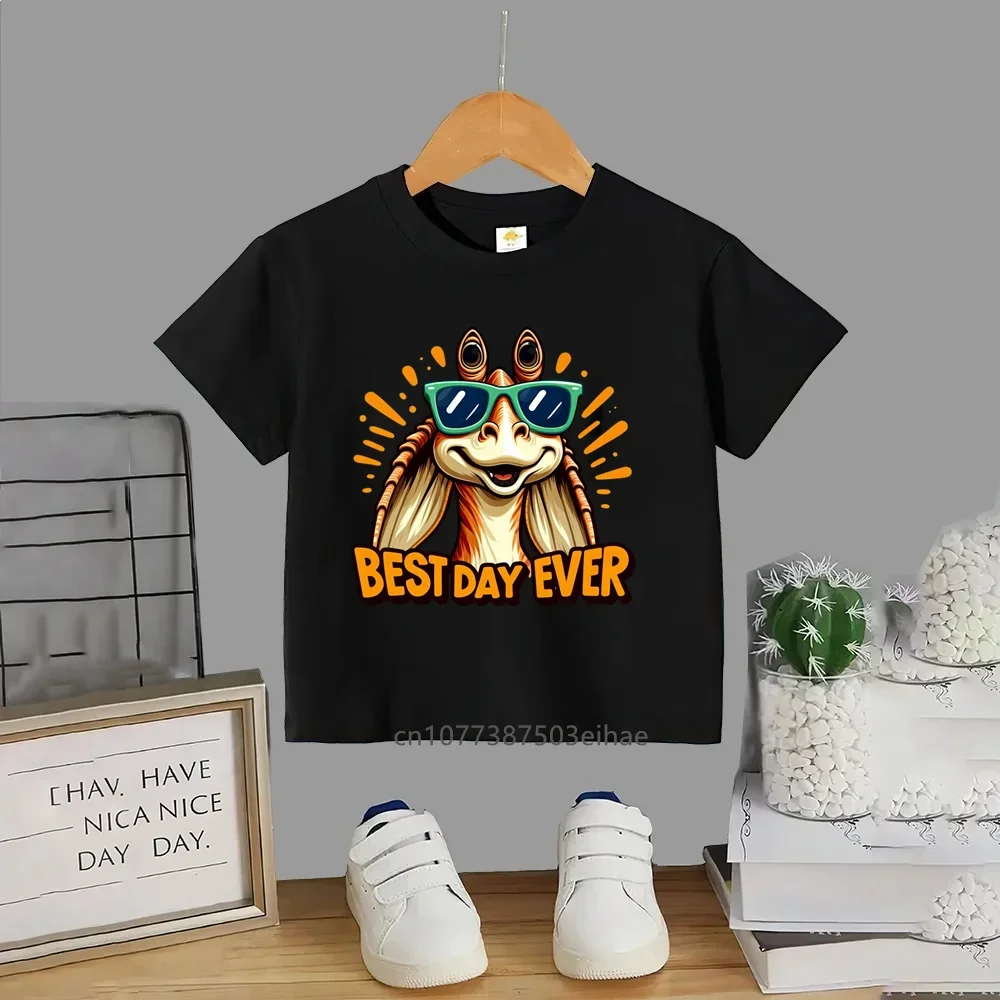 

3-14 Years Old Children's Comfortable Short-Sleeved T-Shirt Star Wars Cotton Print Round Neck Luxury Style for Boys and Girls