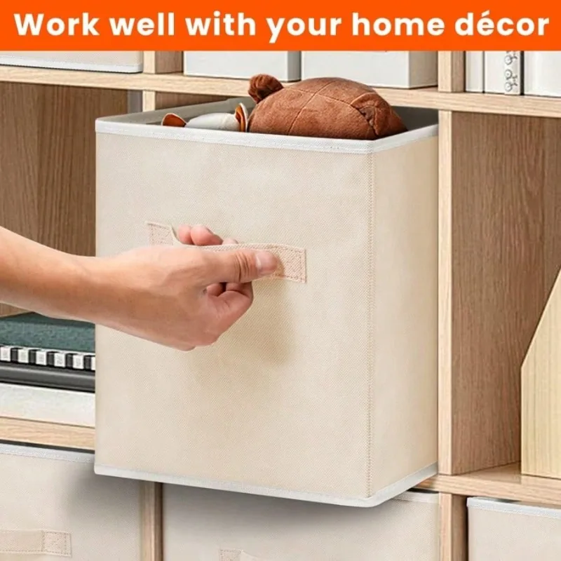 13X13X13 10-Pack Foldable Storage Bins Collapsible Closet & Toy Organization Boxes Space Saving Fabric Cubes