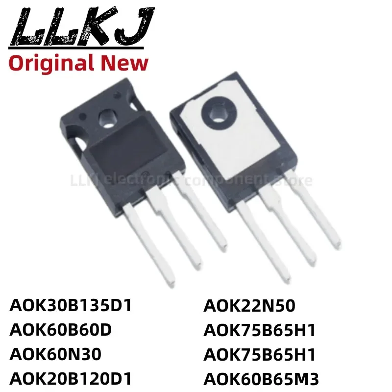 1pcs AOK30B135D1 AOK60B60D AOK60N30 AOK20B120D1 AOK22N50 AOK75B65H1 AOK75B65H1 AOK60B65M3 TO247 MOS FET TO-247