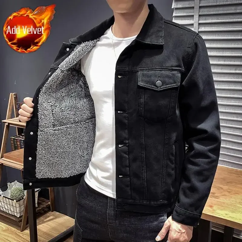 shangkaka Herren Jeansmantel Schwarz 5
