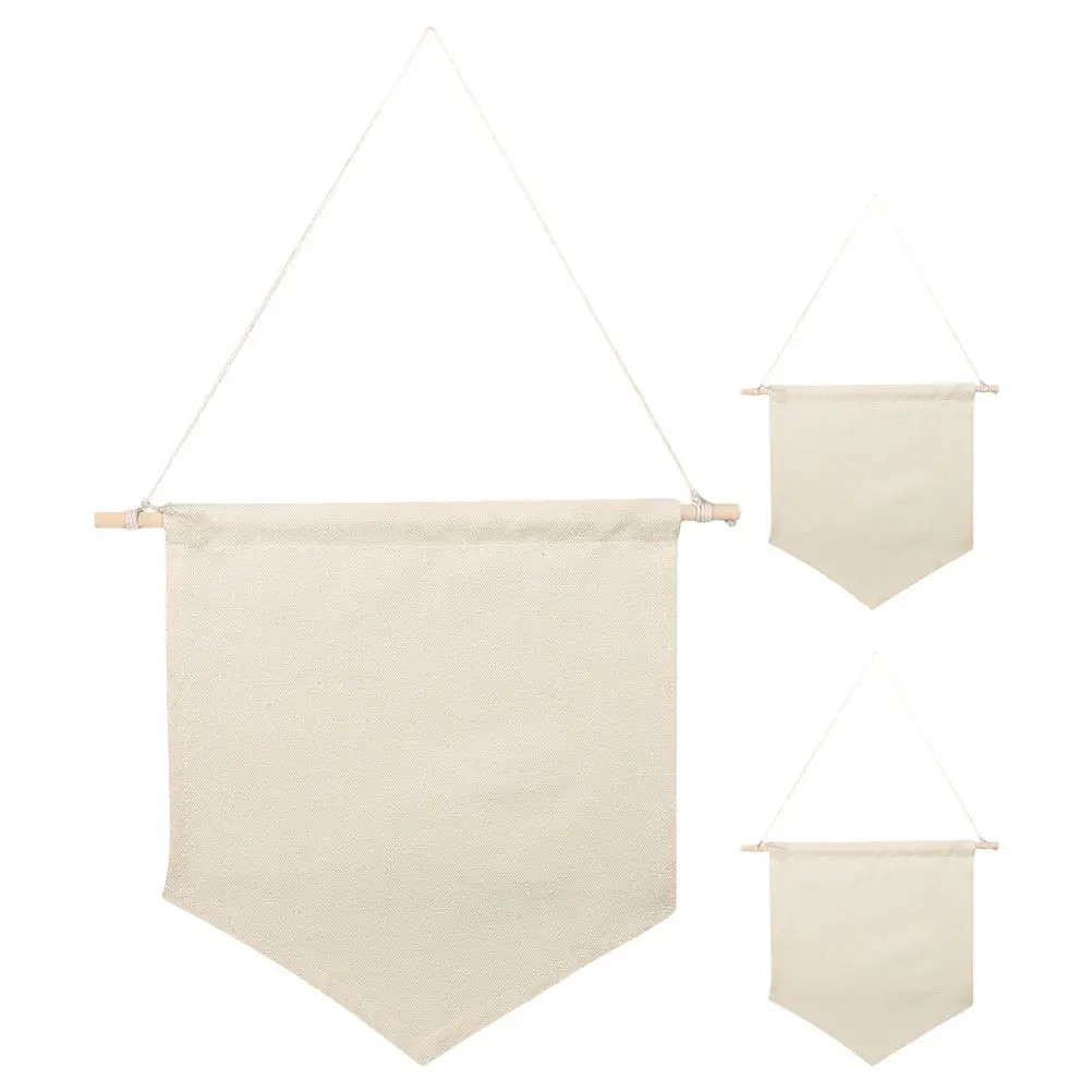 3Pcs Canvas Hanging Flag Banner Blank Wall Mount Display for Pin Collection Organizer Enamel Pins Lapel Badge DIY Decorative