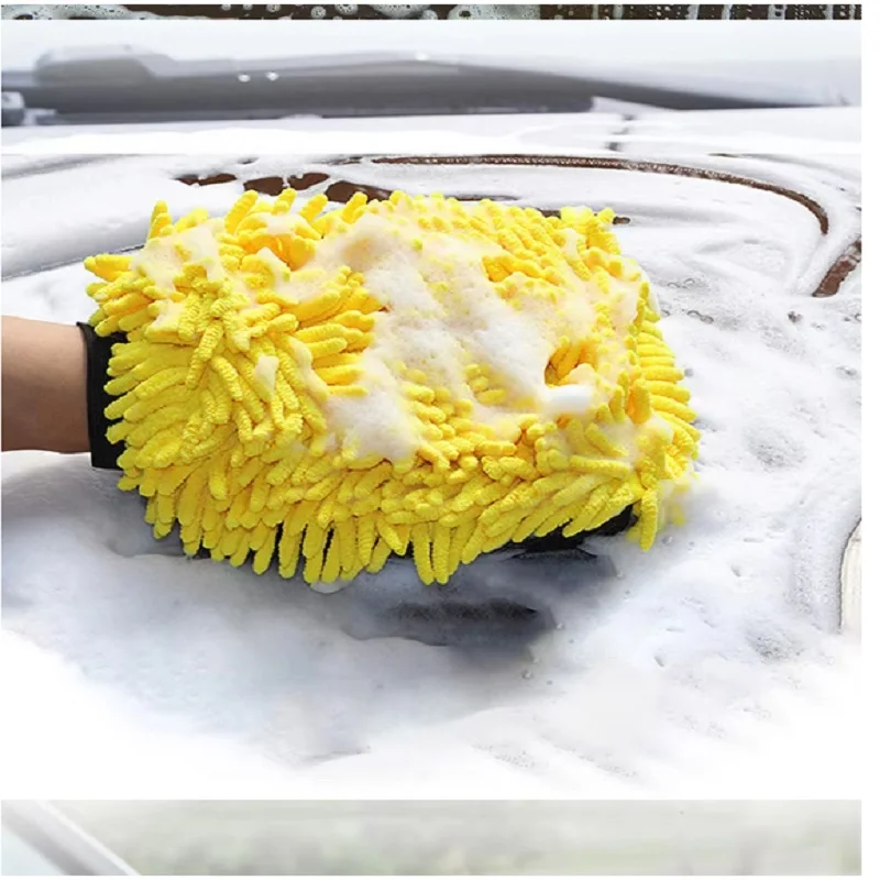 Large Microfiber Car Wash Mitt Waterproof Chenille Gloves Thick Car Cleaning Mitt Wax Detailing Auto Care Double-faced Glove