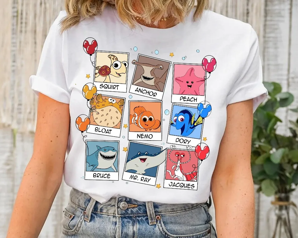 ديزني العثور على نيمو بولارويد صورة تي شيرت العثور على نيمو عيد ميلاد بالون قميص نيمو دوري بخ قميص #1