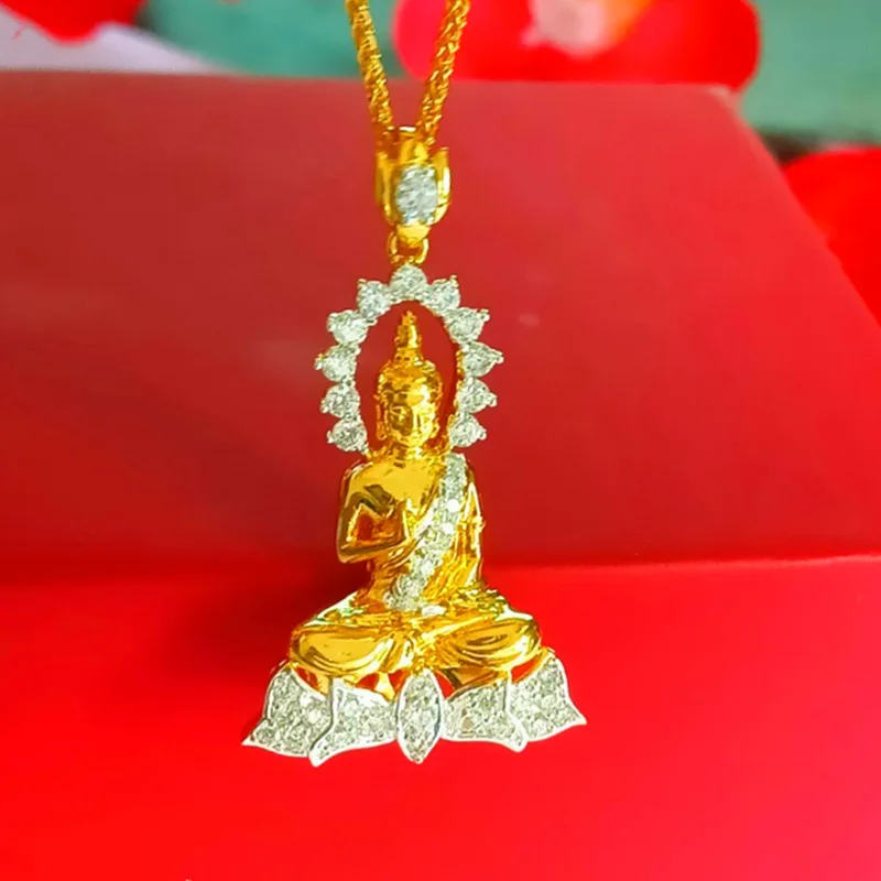 

Premium AU999 Gold Necklace Buddha Pendant Necklace 24K Real Gold Light Luxury Fashion Men's and Women's Necklace Jewelry