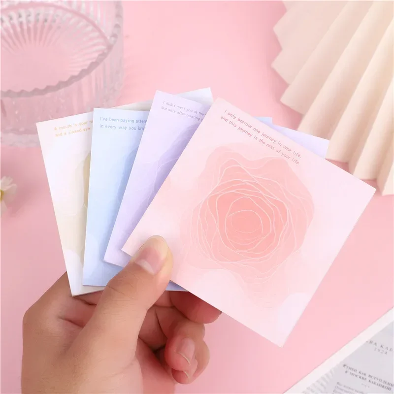 50pcs Gradient Mapping Note Paper Flower Note Ins Kawaii Stationery Sticky Notes