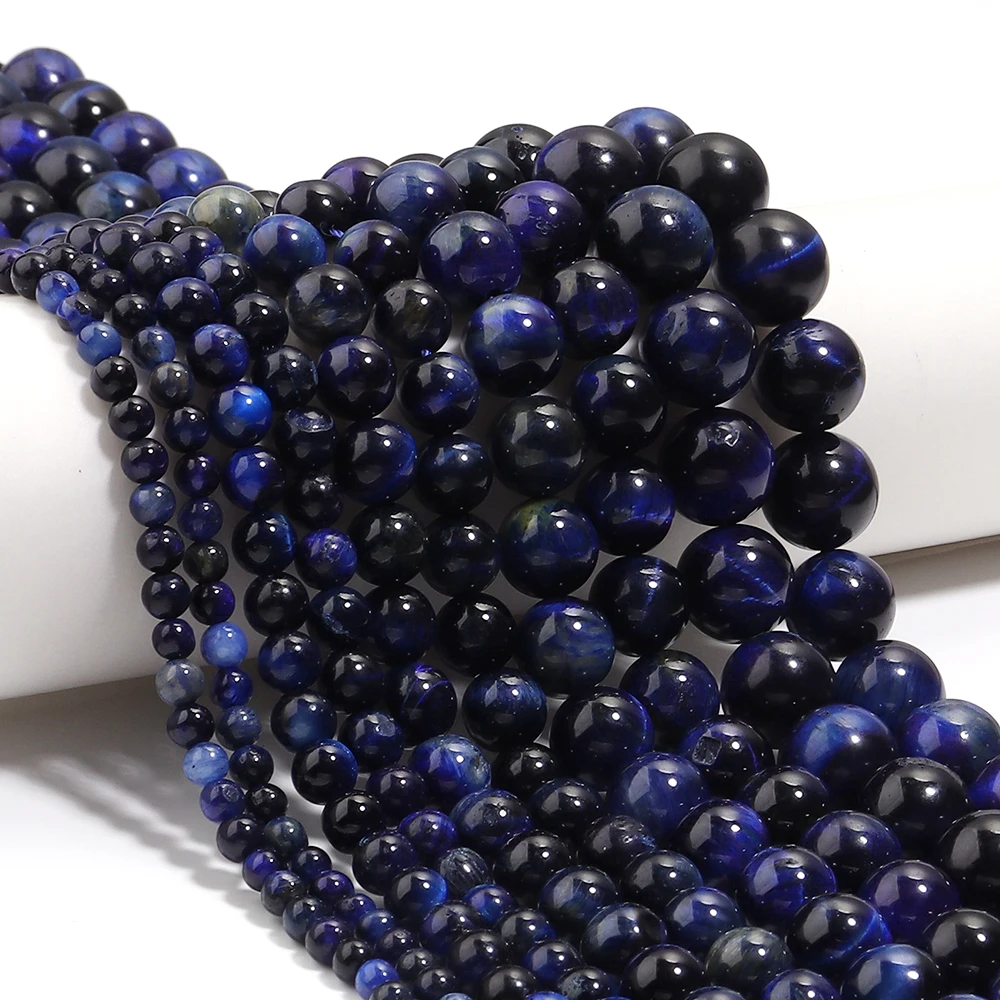 4 6 8 10 12 mm Naturstein Lapislazuli Tigerauge Perlen Runde lose Perlen für Schmuckherstellung DIY Armbänder Halskette Zubehör