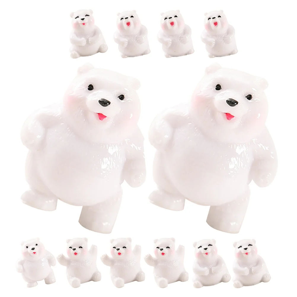 

12 Pcs Small Landscape Ornaments Micro Bear Figurines Garden Miniature Tiny Statues Resin Decoration