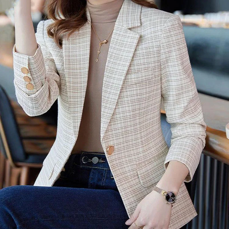

НОВИНКА 2026: Модный женский пиджак/жакет в клетку для весны и осени, высококачественная повседневная верхняя одежда в корейском стиле, пользующаяся высоким спросом