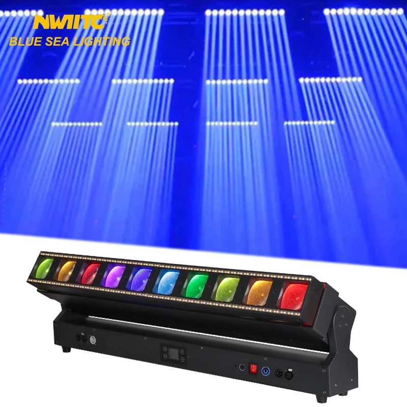 

10x60W RGBW 4in1 Zoom Pixel Beam Wash Bar LED Moving Head Lights with Clean Halo Strip DMX/RDM for KTV DJ Disco Wedding Nights