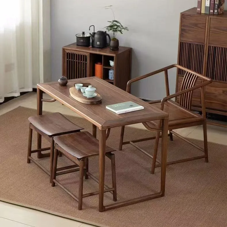 Solid Elm Wood Shoe Changing Stool Chinese Style Entryway Bench with Cushion for Living Room Hallway