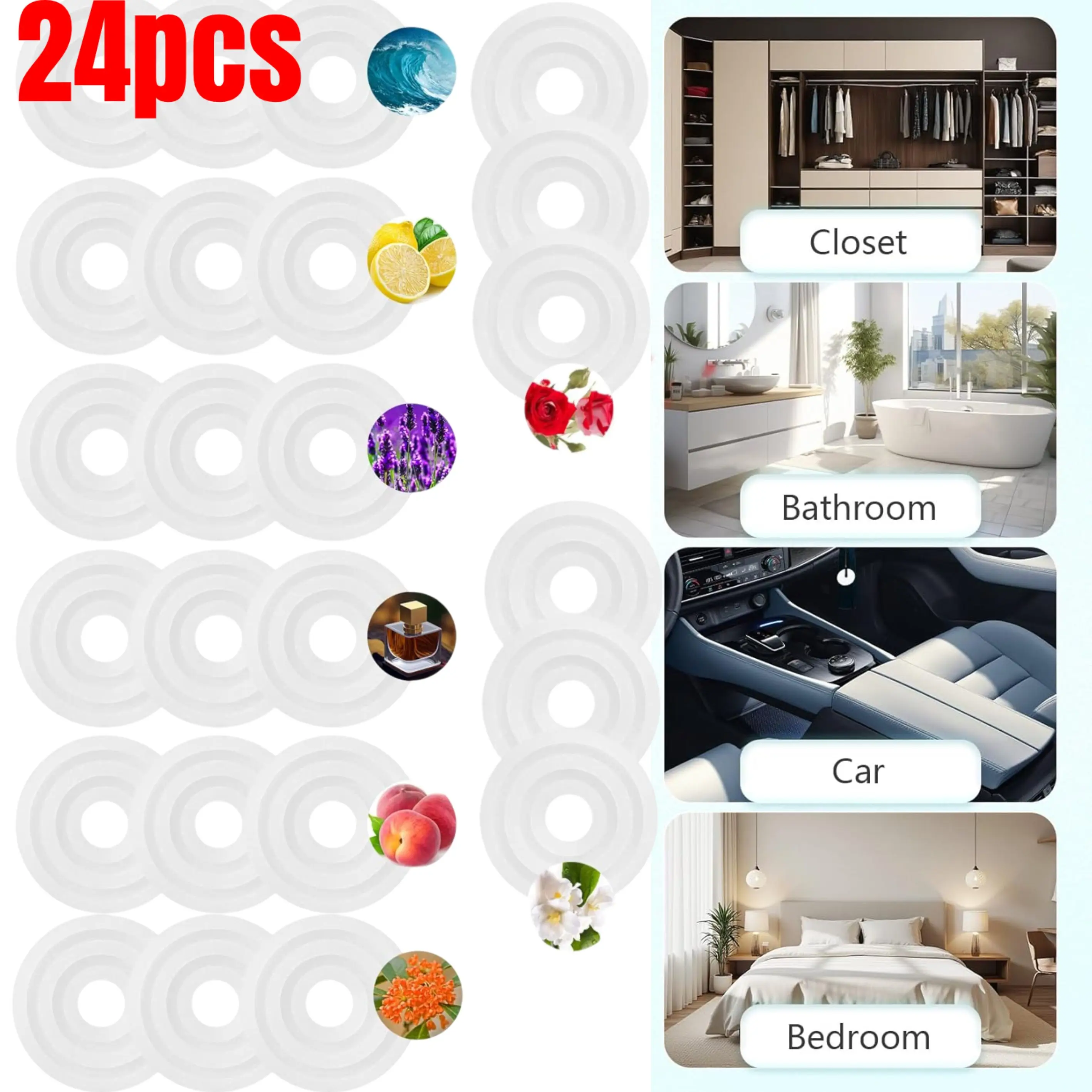 

24 towel insulation bucket fragrance pad (8 fragrances), suitable for offices, schools, conferences, bathrooms, toilets