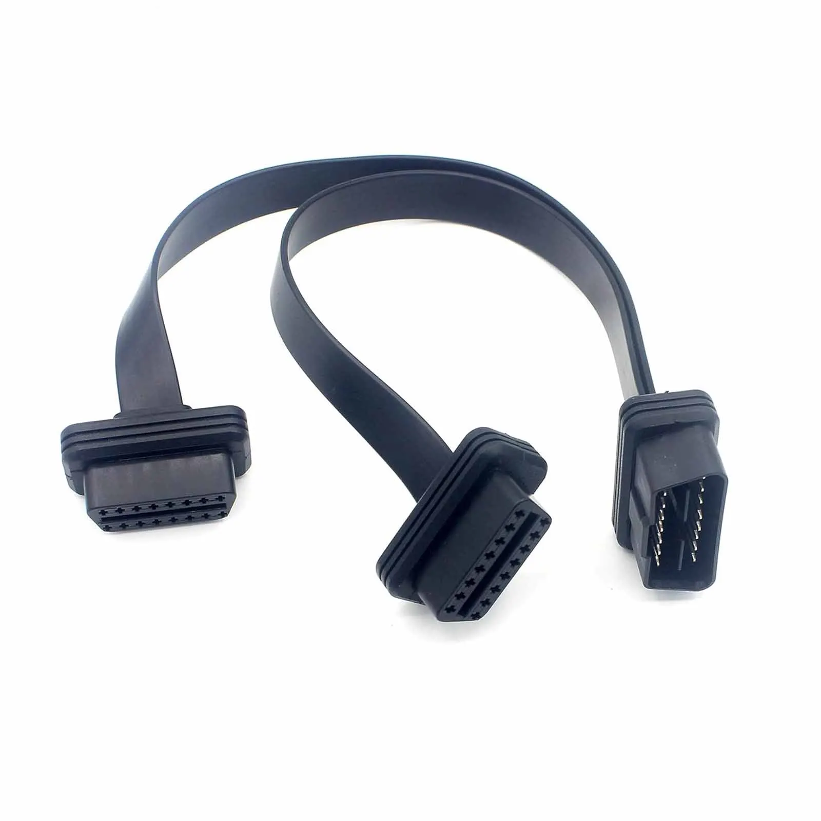 

30 см OBD2 удлинительный кабель двойной разъем Y-разветвитель ELM327 16-контактный разъем «папа-мама» плоский + тонкий, как лапша