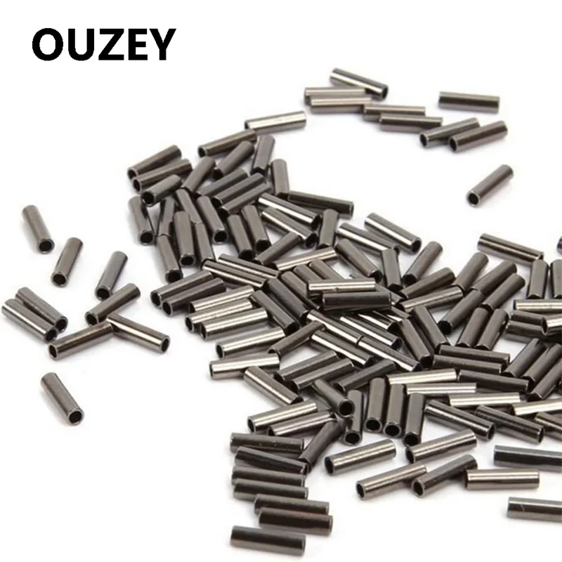 100Pcs Single Barrel Crimp Sleeves Copper Tube Fishing Line Crimping Loop Sleeves Cable Ferrule Wire Rope Connector Rigging