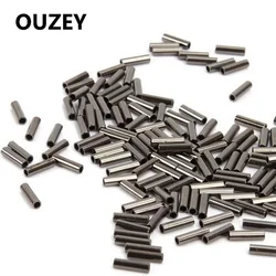 FTK 100Pcs manicotti a crimpare a canna singola tubo di rame lenza a crimpare manicotti ad anello ghiera per cavi connettore a fune metallica Rigging