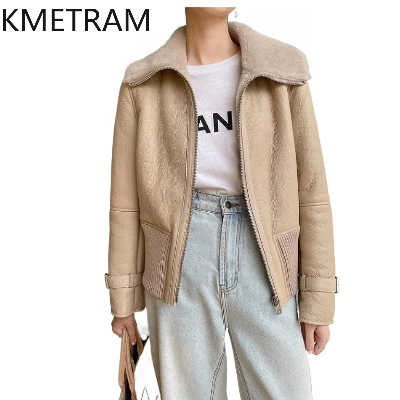 100% Merino Sheepskin Wool Double Faced Fur Jacket Women Short Biker Real Fur Coat Winter Woman Clothing 2025 шуба женская