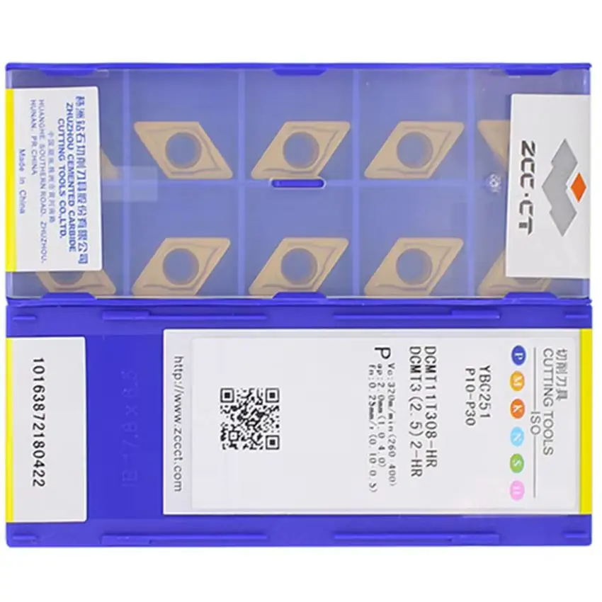 

DCMT11T304-HR YBC251/DCMT11T308-HR YBC251/DCMT11T312-HR YBC251 DCMT32.51 DCMT32.52 DCMT32.53 ZCC.CT CNC carbide insert 10pcs/box