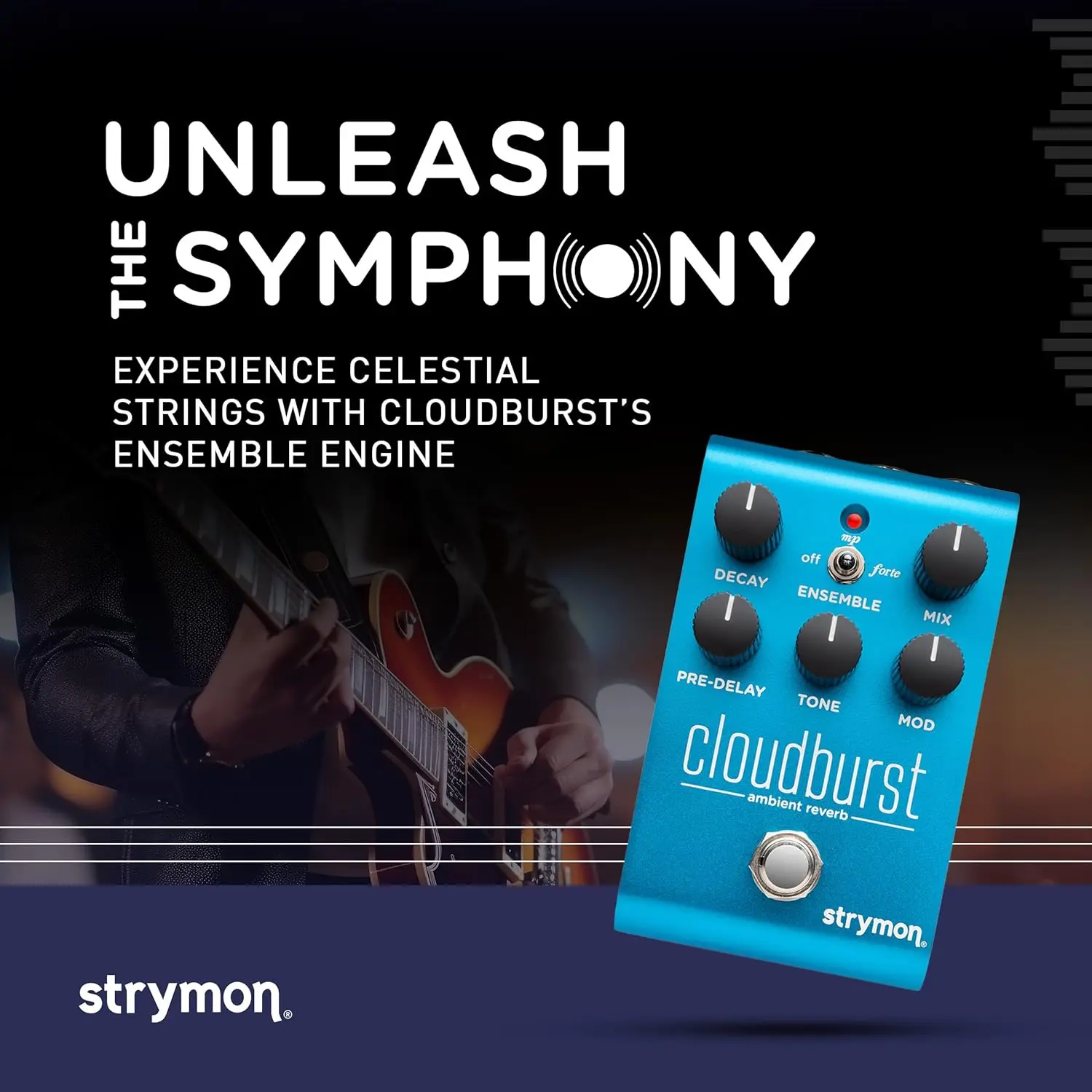 Cloudburst Ambient Reverb Guitar Pedal with Ensemble Engine, for Electric and Acoustic Guitar, Synths, Vocals and Keyboards