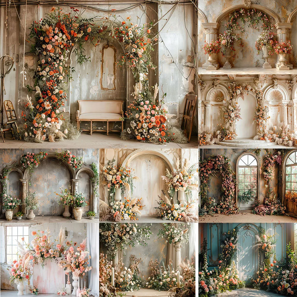 

Vintage Boho Photography Background Wedding Floral Bridal Shower Ceremony Baby Birthday Party Decor Backdrops Photo Studio