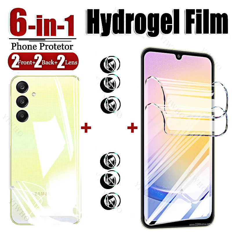 6To1 Folia hydrożelowa na przedni tylny obiektyw do Samsung Galaxy A25 A15 A05s A35 A54 A24 A34 5G A14 4G Szkło obiektywu aparatu Ochrona ekranu