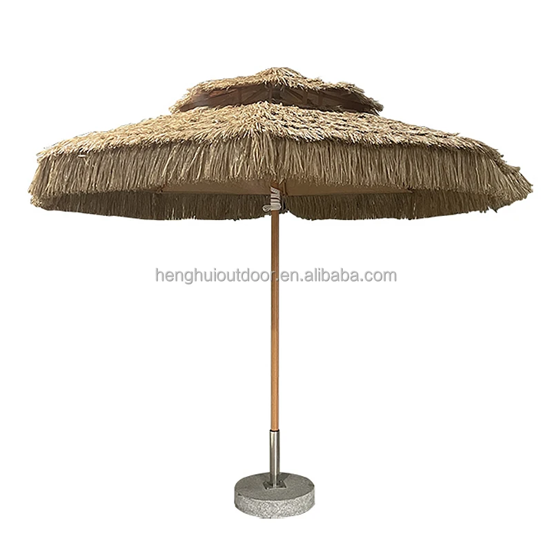 Factory Cheape Outdoor Leisure Shade Hawaii Straw Thatch Umbrella Seaside Beach Artificial Synthetic  Umbrella Thatch Parasols