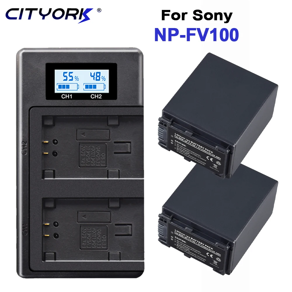 

CITYORK 3300mAh NP-FV100 np fv100 Battery for Sony HDR-CX700E PJ50E 260E NP-FV30 NP-FV50 NP-FV70 FV90 FV120 NEX VG20E VG30E