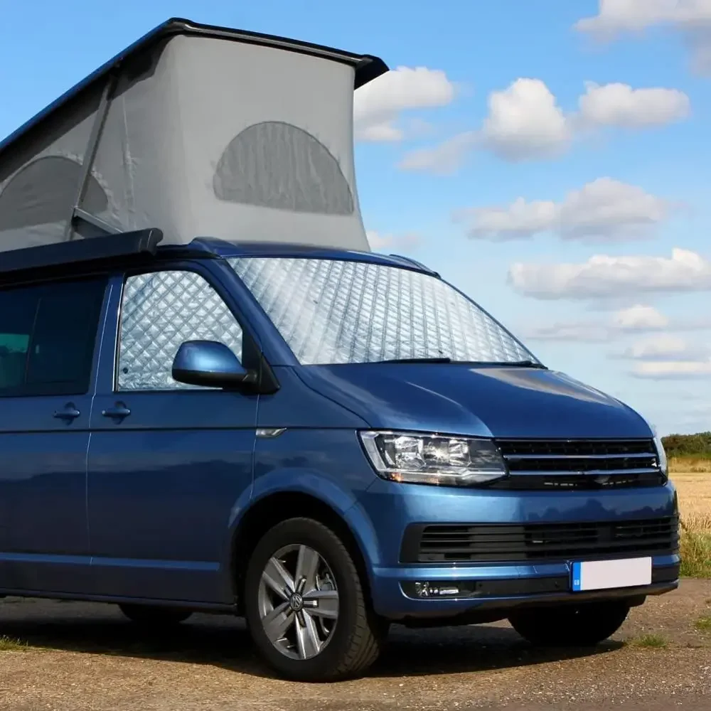 Internes thermisches Blindfenster-Abdeckungs-Set für VW T5 T6 Sonnenschutz, Windschutzscheiben-Schutz-Set, Außenzubehör, Windschutzscheiben-Sonnenschutz – Detail 6