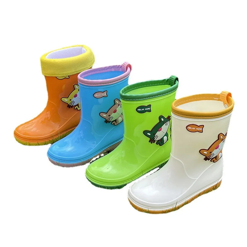 Children Rain Shoes Anti-slippery Rain Boots Kids Shoe for Girl Waterproof Shoes Cartoon Warm Plush Winter Shoe for Girl Kid 장화