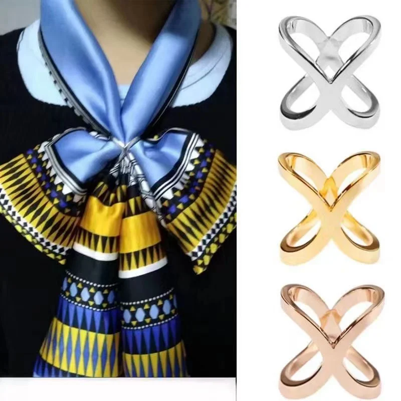 Broches de Metal en forma de X con Clip para bufanda cruzada para mujer, hebilla para bufandas con lazo hueco, soporte para chales, hebilla para corbata, accesorios de ropa, 1-9 Uds.
