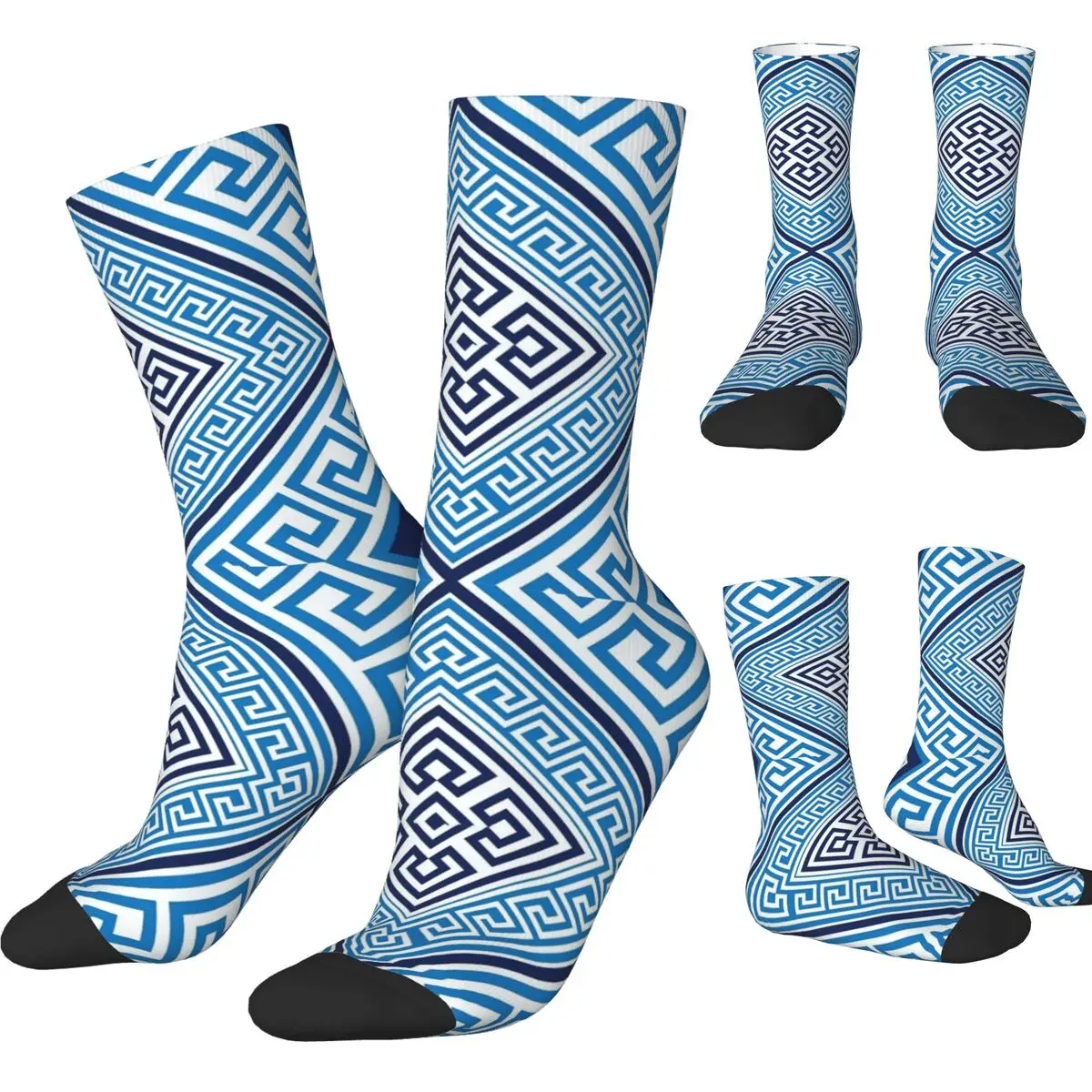 Greek Key Ornament Socks Men Women Fashion Geometric Socks Harajuku Spring Summer Autumn Winter Socks Gifts