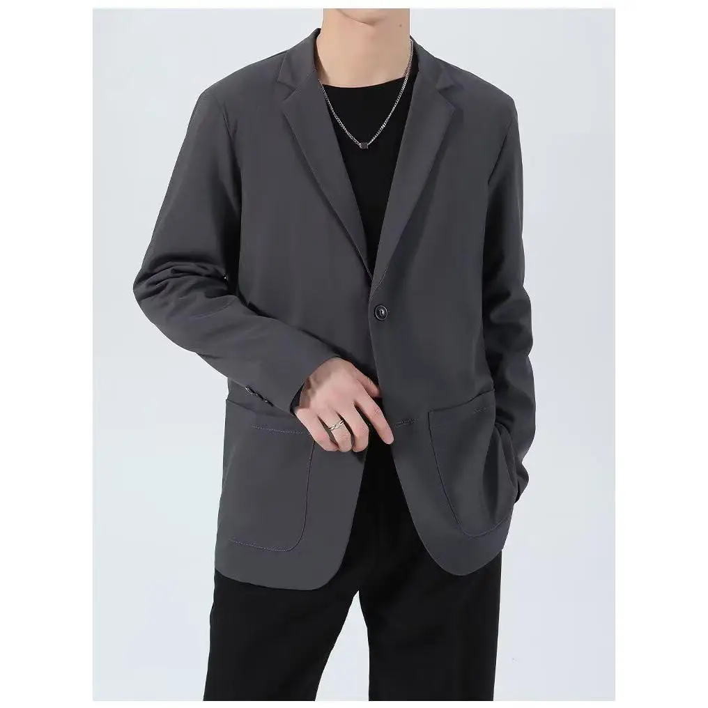 

Men's Casual Loose Fashionable Small Suit Jacket Drapey Style Polyester Fiber Winter Season Long Sleeve Double Breasted