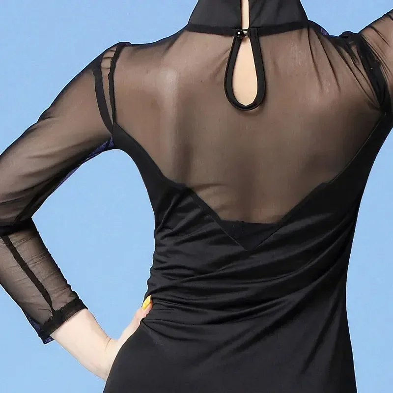 Cheongsam Latin Dance Kleid Frauen Ballroom Dance Kleid Sexy Tango Rumba Flamenco Kleid Schwarz Quaste Kostüme