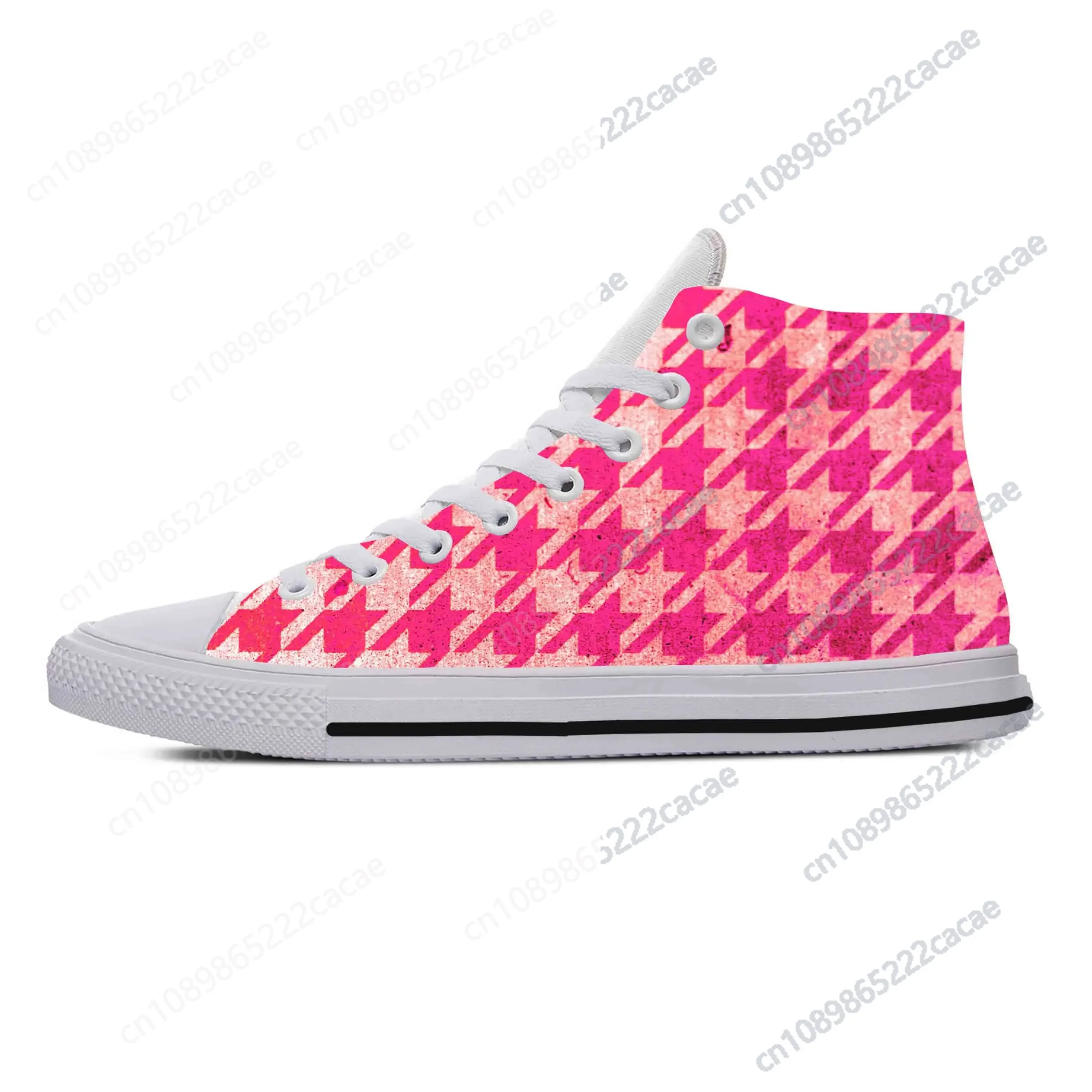 Houndstooth Dogstooth Check Plaid Pattern Fashion Casual Cloth Shoes High Top Comfortable Breathable 3D Print Men Women Sneakers