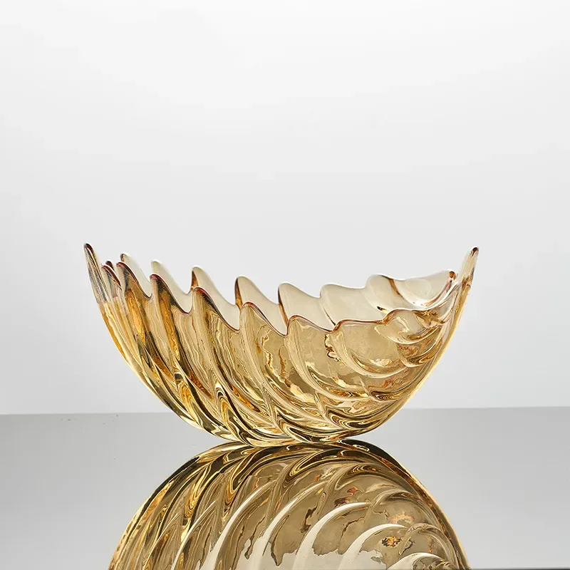 European Leaf Fruit Plate Living Room Coffee Table Decoration Home Storage Tray Crystal Glass Dried Fruit Plate Snack Fruit Bowl