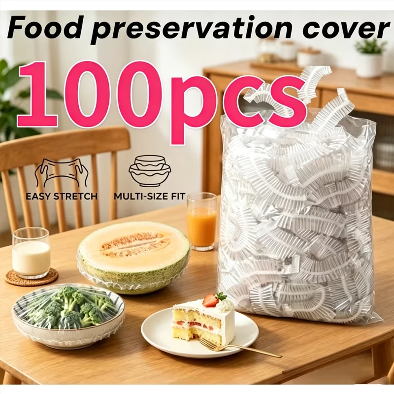 100-1000Pcs New PE Stretchable Food Wrap,Food-Grade Elastic Bowl and Plate Sealing Covers, for Disposable Bowl Sealing Film Bags
