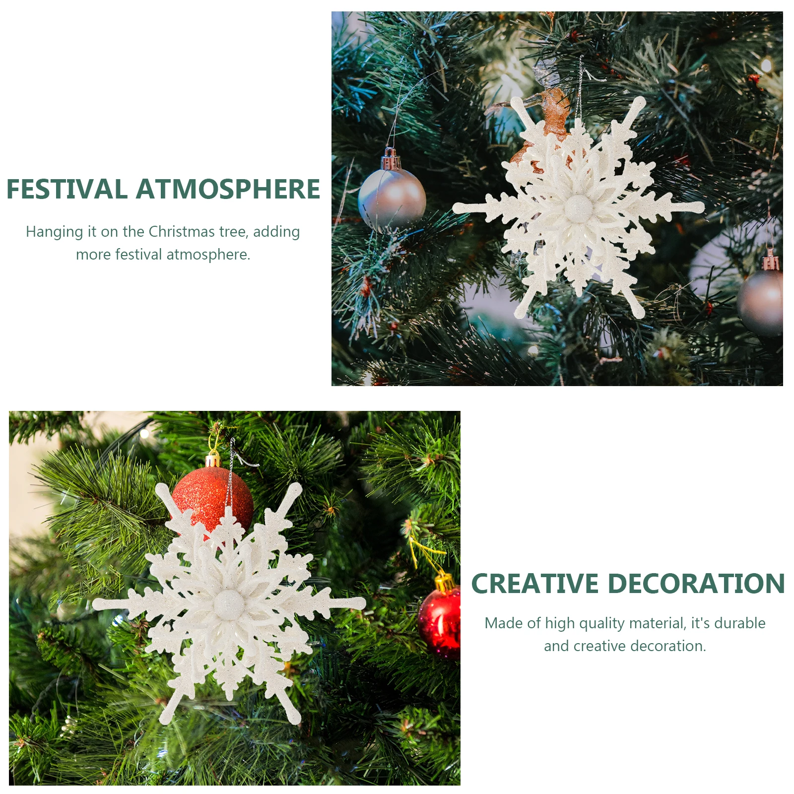 

5 Pcs Three-dimensional Snowflake Pendant Christmas Decorations Party Hanging Ornament Large Flakes Ornaments