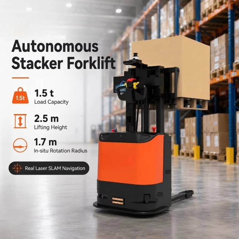 Forklift Robot, Automatic Docking Charging, Stable High‑lift Performance, For Smart Warehouse Pallet Stacking Application
