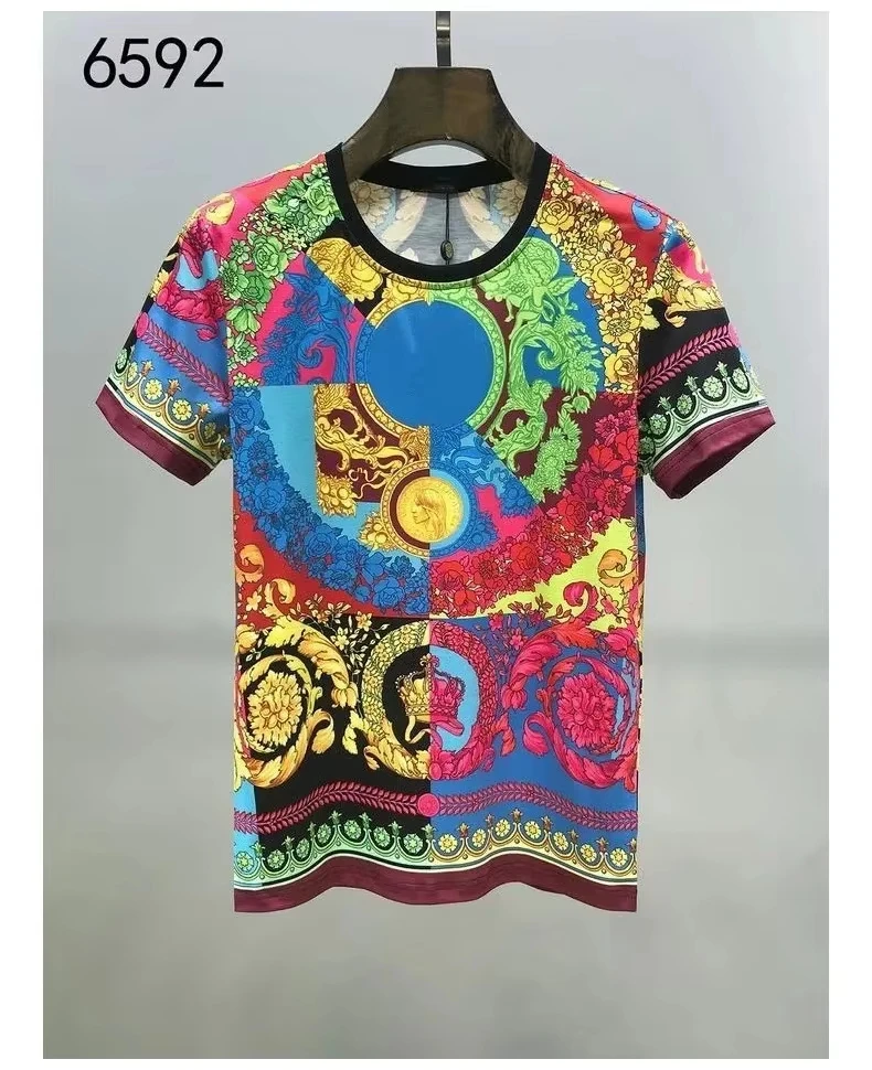 2026 Summer Men's and Women's Casual T-shirts 3D Printed Shirts Retro Luxury Royal Flowers Street Fashion Oversized Clothing Y2k
