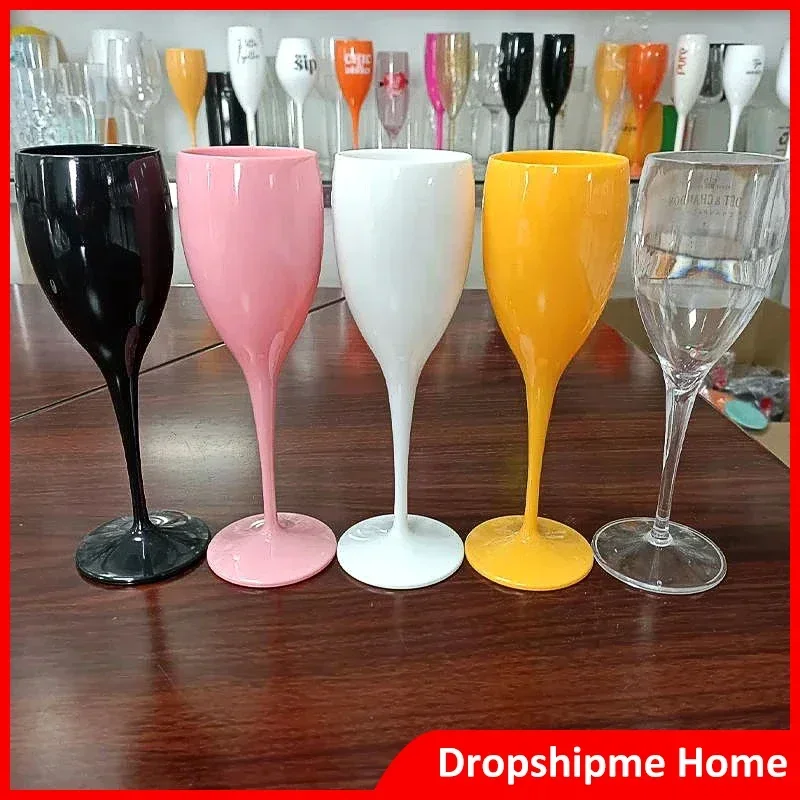 Oem Wine Glasses Champagne Flutes 175ML Glass Plastic Dishwasher-safe White Acrylic Glass Transparent Beer Cocktail Whisky Cup