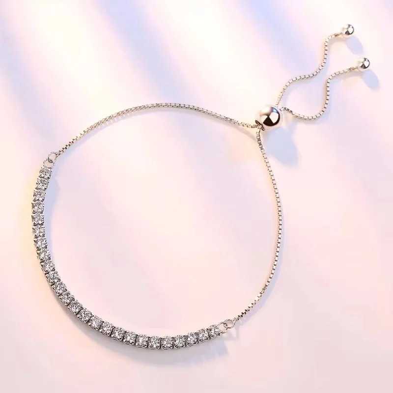 Fine 925 Sterling Silver Bracelet Elegant Zircon Tennis Crystal Chain for Women lady Fashion Noble Engagement Wedding Glam