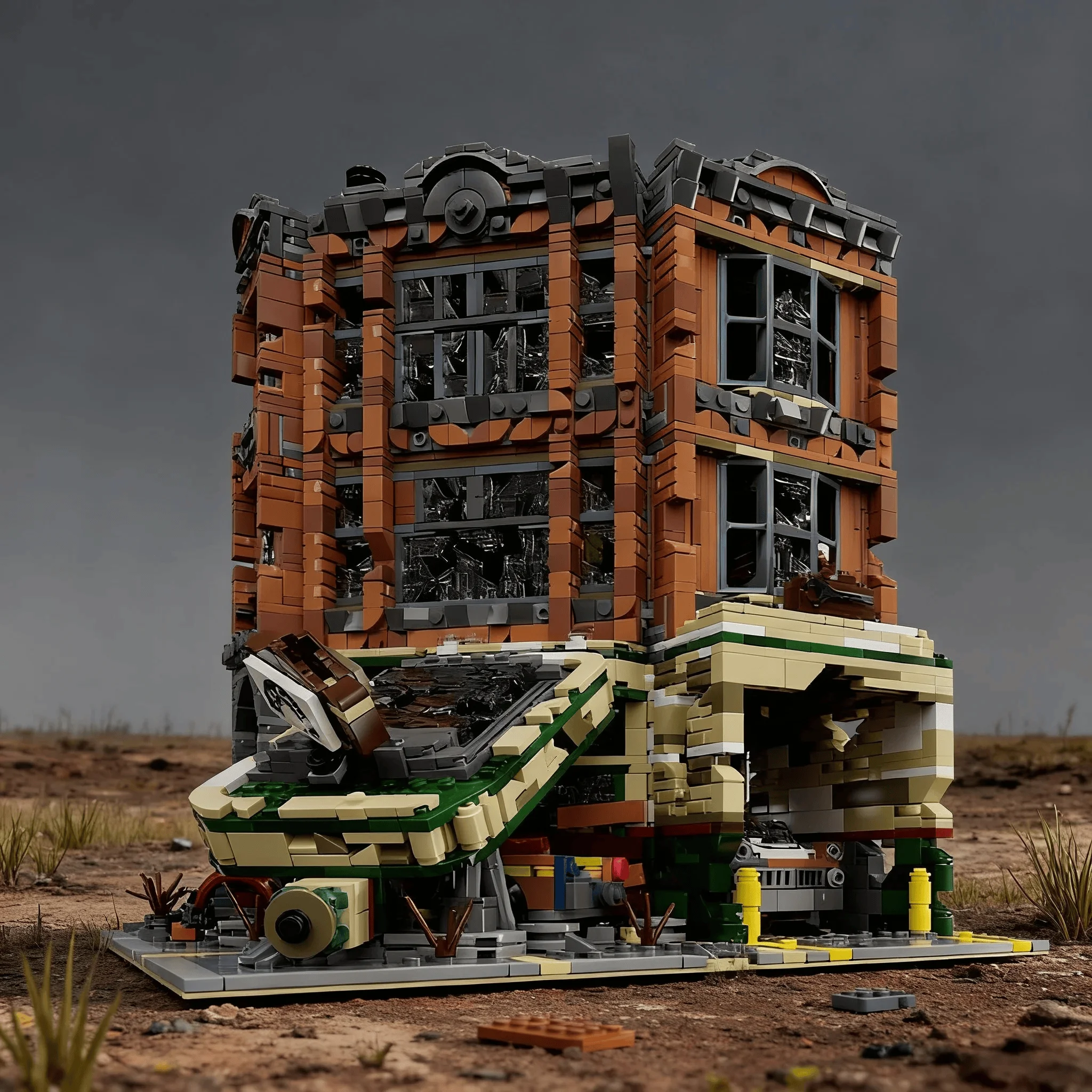 3325 Uds. Arquitectura urbana de película de garaje de esquina, con figuras, Kit de modelo de bloques de construcción modulares de casa MOC, regalo para adultos y niños