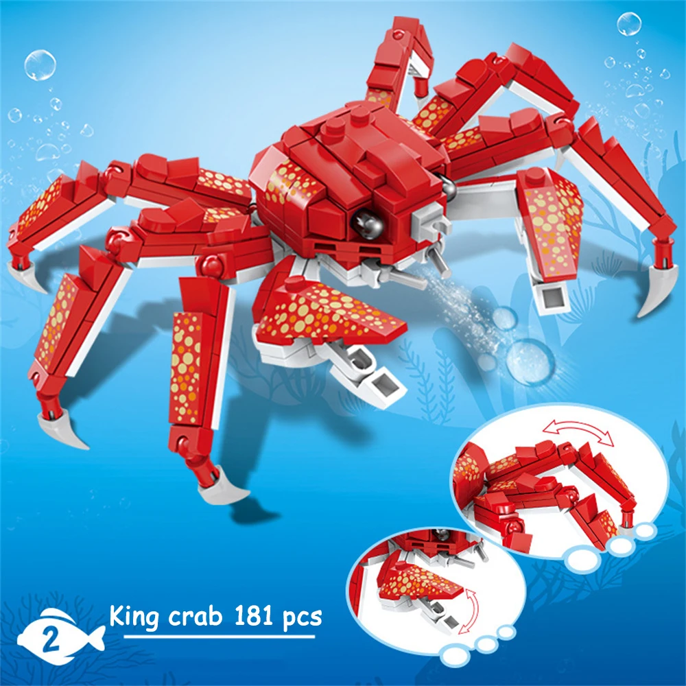 

King crab Realistic Educational Ocean Creature Model Building Blocks Toys Easy Assembly,Ideal Holiday Gift for Kids Birthday