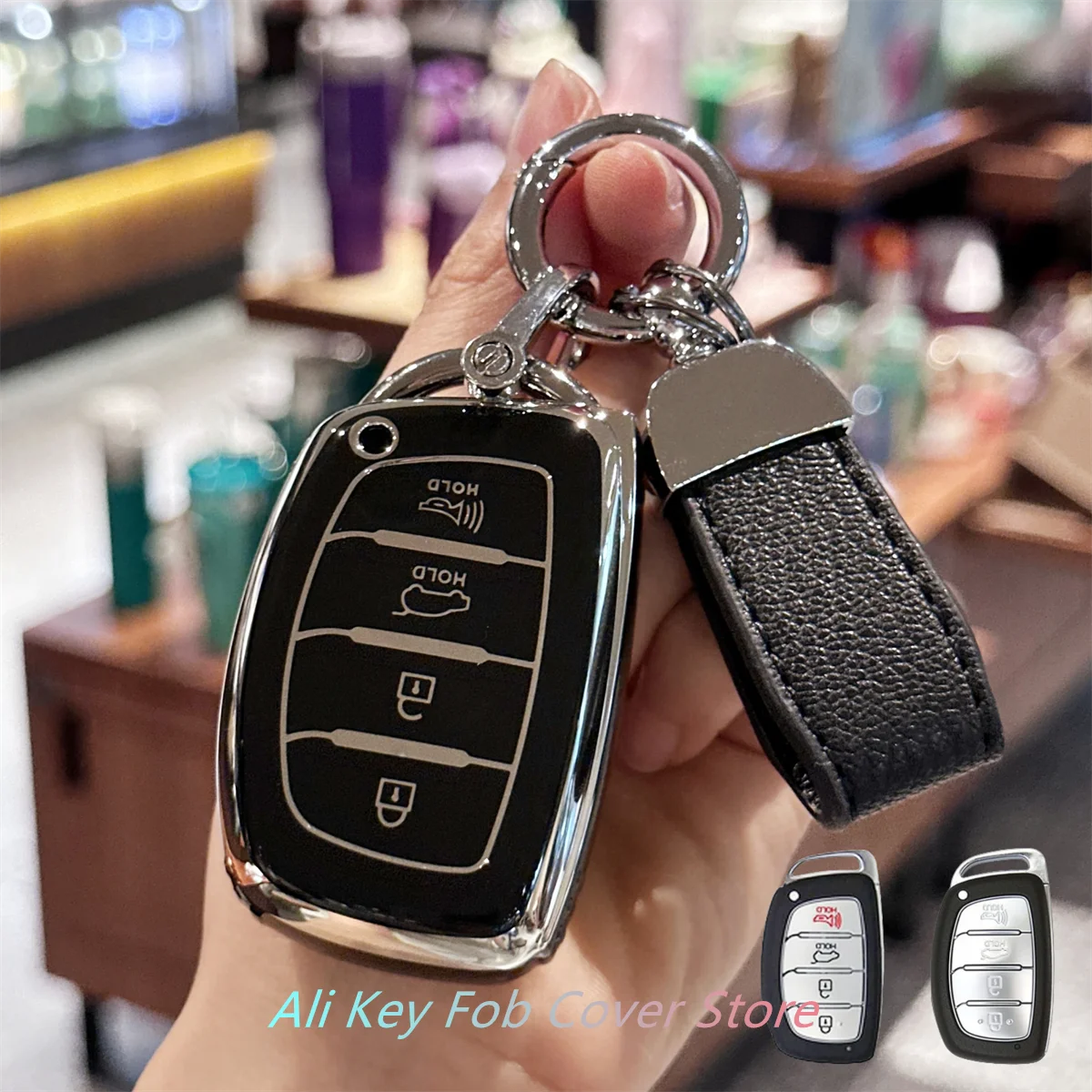 Key Fob Cover with Keychain Lanyard for Hyundai Elantra Ioniq Sonata Tucson Elantra GT Keyless Entry Smart Key Case