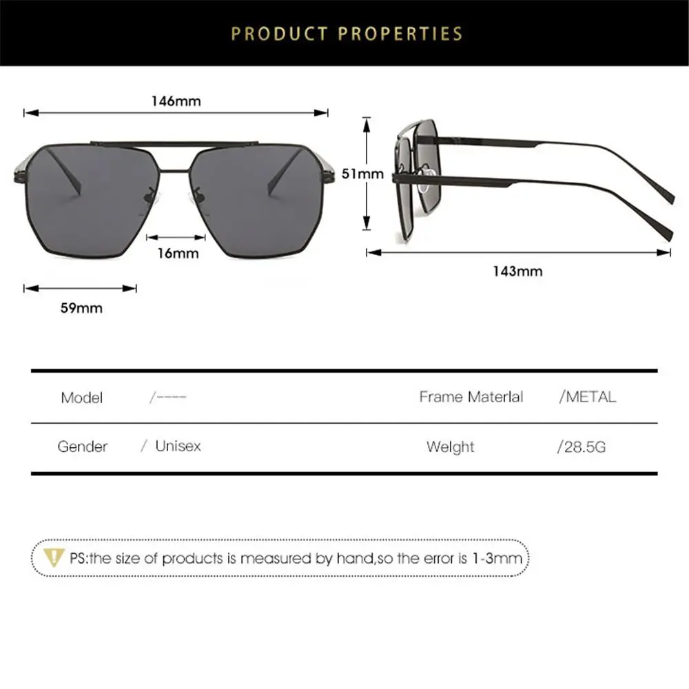 Retro Oversized Metal Frame Sunglasses Men UV400 Protection Shades Polarized Sunglasses Women Polygon Sunglasses Driving Glasses