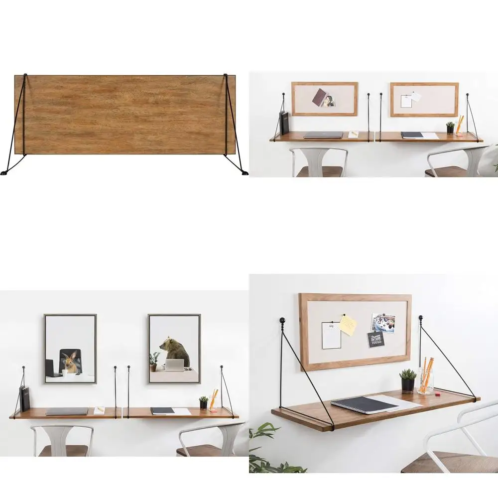 

Настенный стол, 38x14x16, коричневый под старину, в индустриальном стиле для дома или офиса