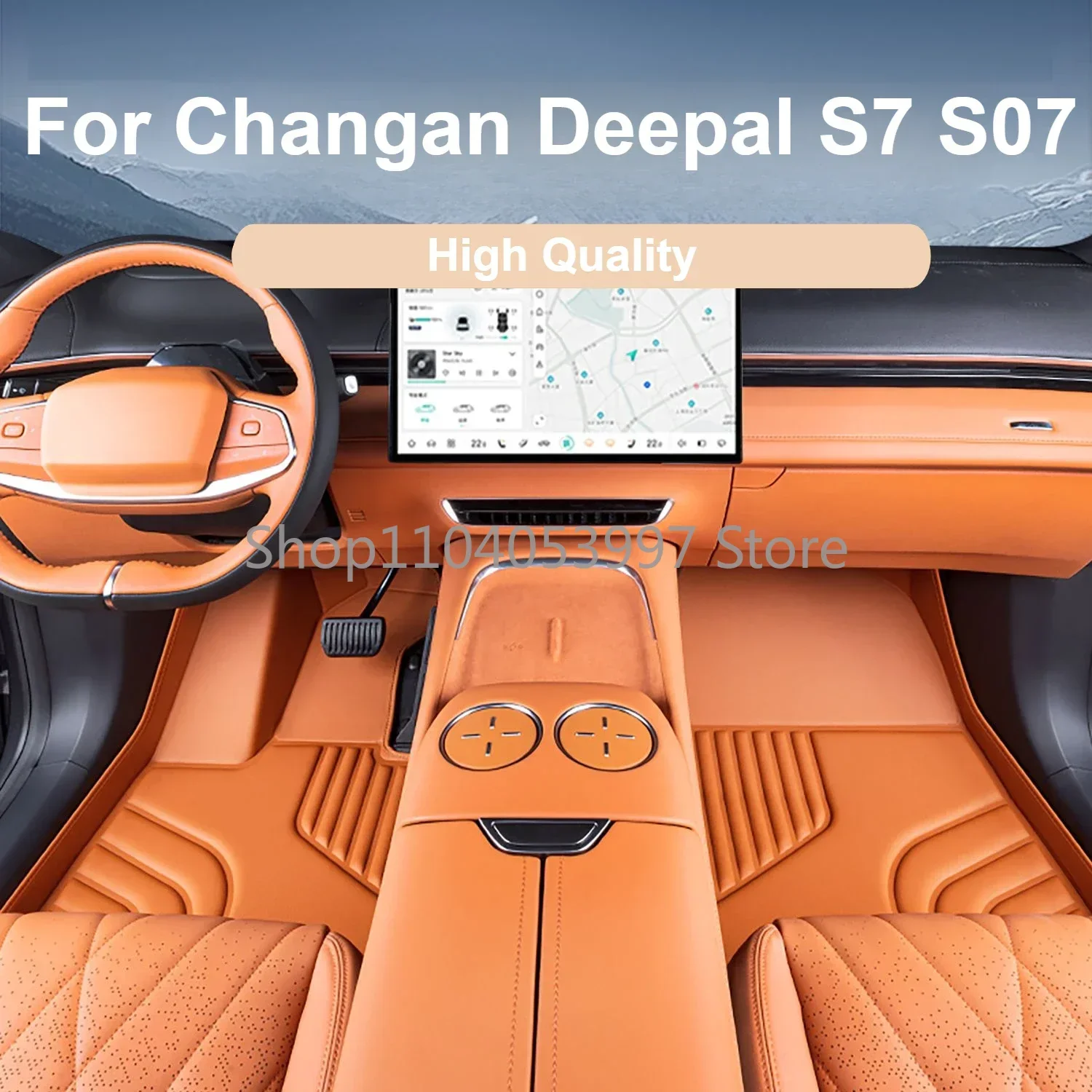 Auto-Fußmatten für Changan Deepal S7 S07 2024, Vollständig umfassende, wasserdichte Leder-Fußmatten, Innenausstattung