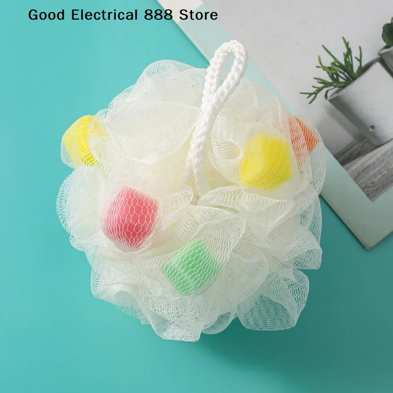 【G】1Pcs Large Bath Balls Color Blocking PE Soft Scrubbing Bubble Net 5 Colors Bath Flower For Relaxing Bath Time