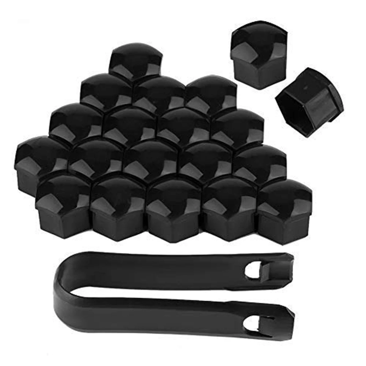 20Pcs Car Wheel Lug Nut Covers Bolt Caps 17/19/21mm Anti-Rust Dust Black Hexagon Auto Tyre Hub Screw Exterior Protection Caps