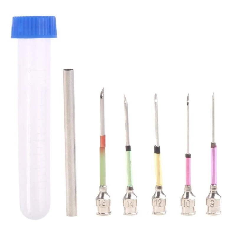 E28F 5 Pcs/Set Embroidery Stitching Punch Needles with Storage Bottle Crochet Tool