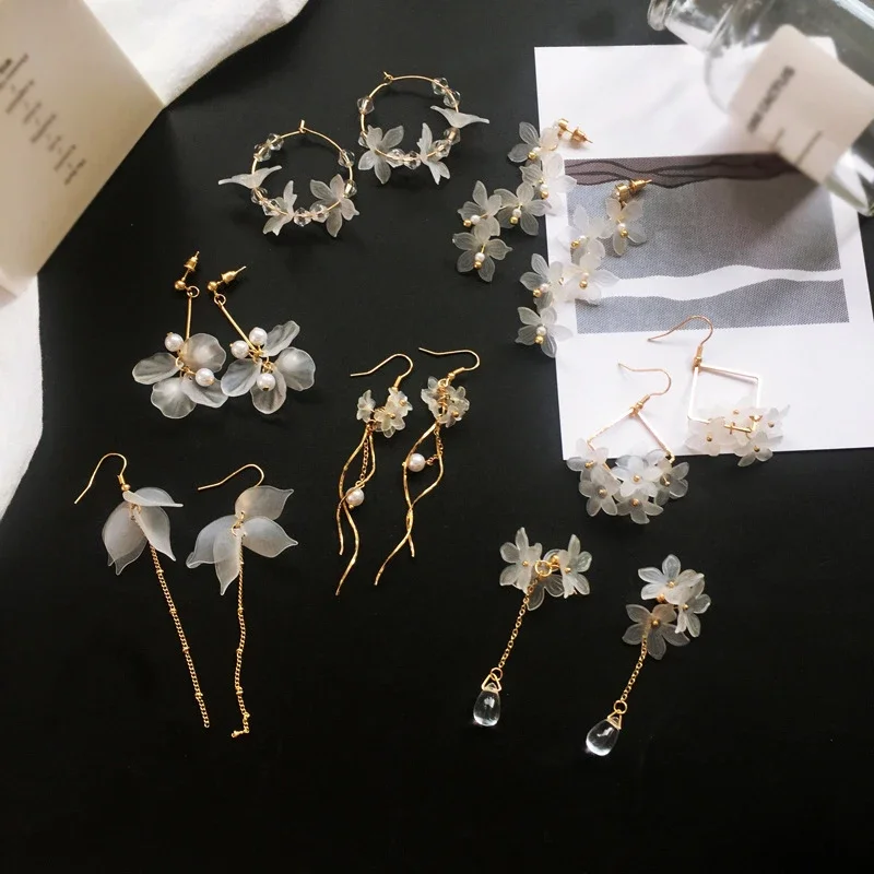 Pendientes colgantes largos de cristal para mujer, aretes bohemios hechos a mano con flores, joyería de fiesta para boda, novedad de 2019
